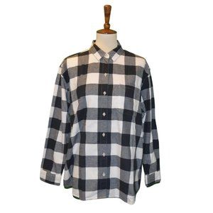 Eddie Bauer Black and White Plaid Button Down Shirt